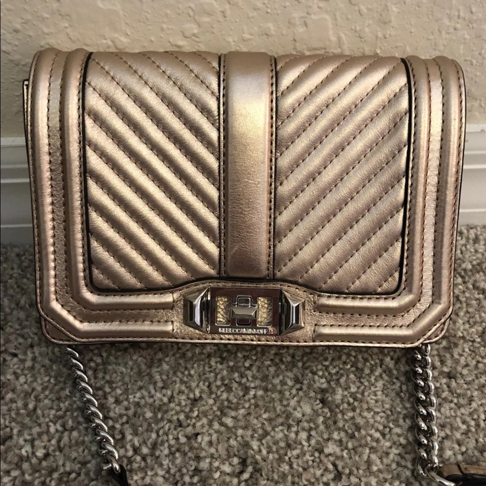 Rebecca Minkoff Small Love Chevron Gold Crossbody